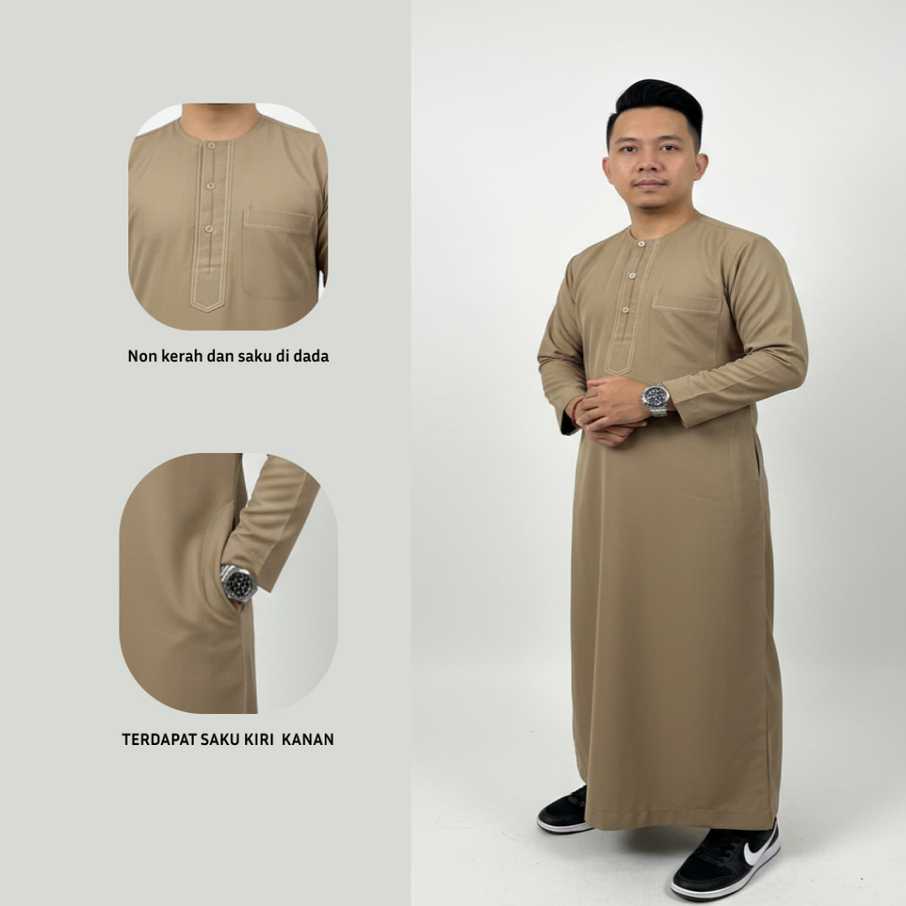 Gamis Pria Slimfhit Annur Jubah Modern Adem Lengan Panjang