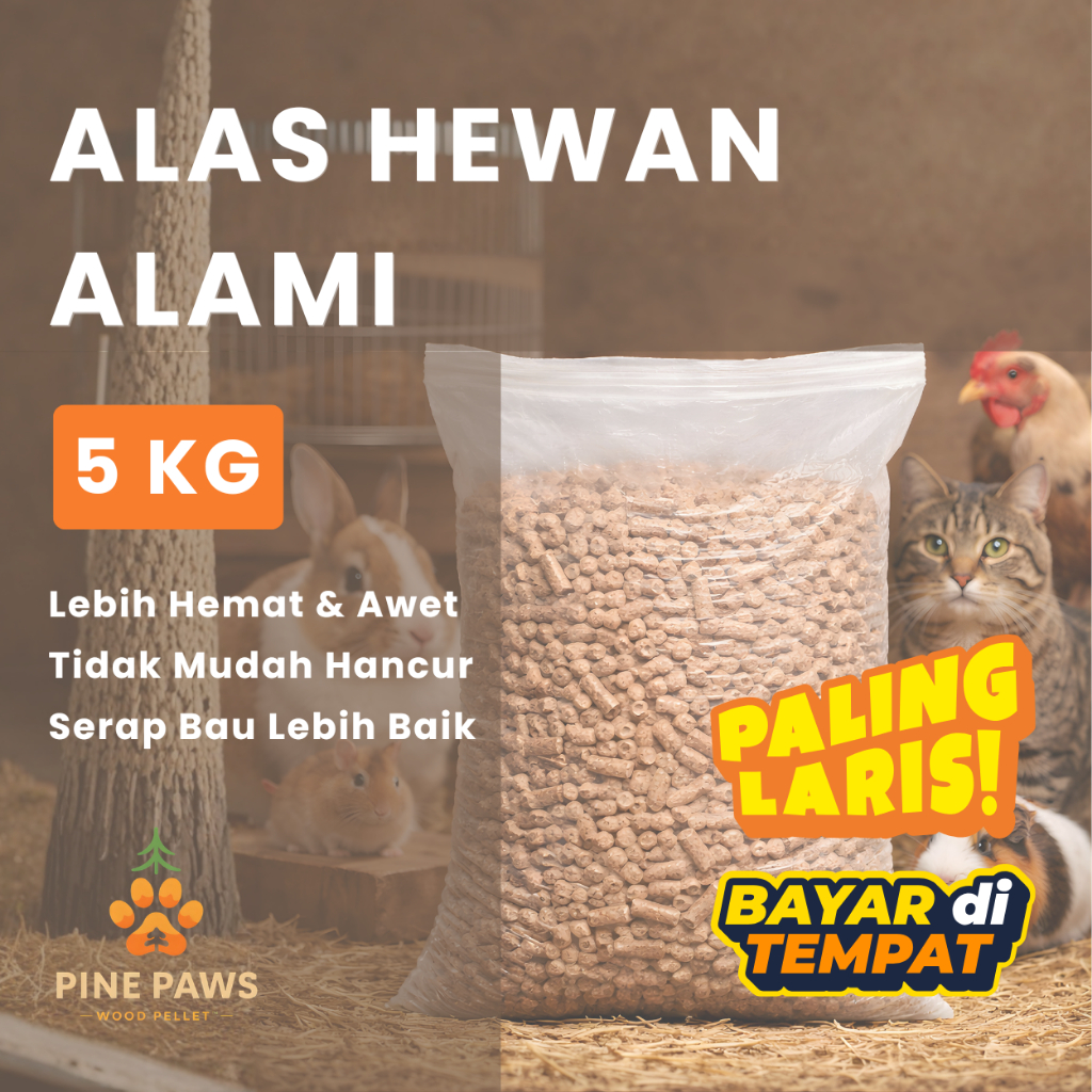 Wood Pellet Pine Paws 5KG Untuk Hewan Peliharaan