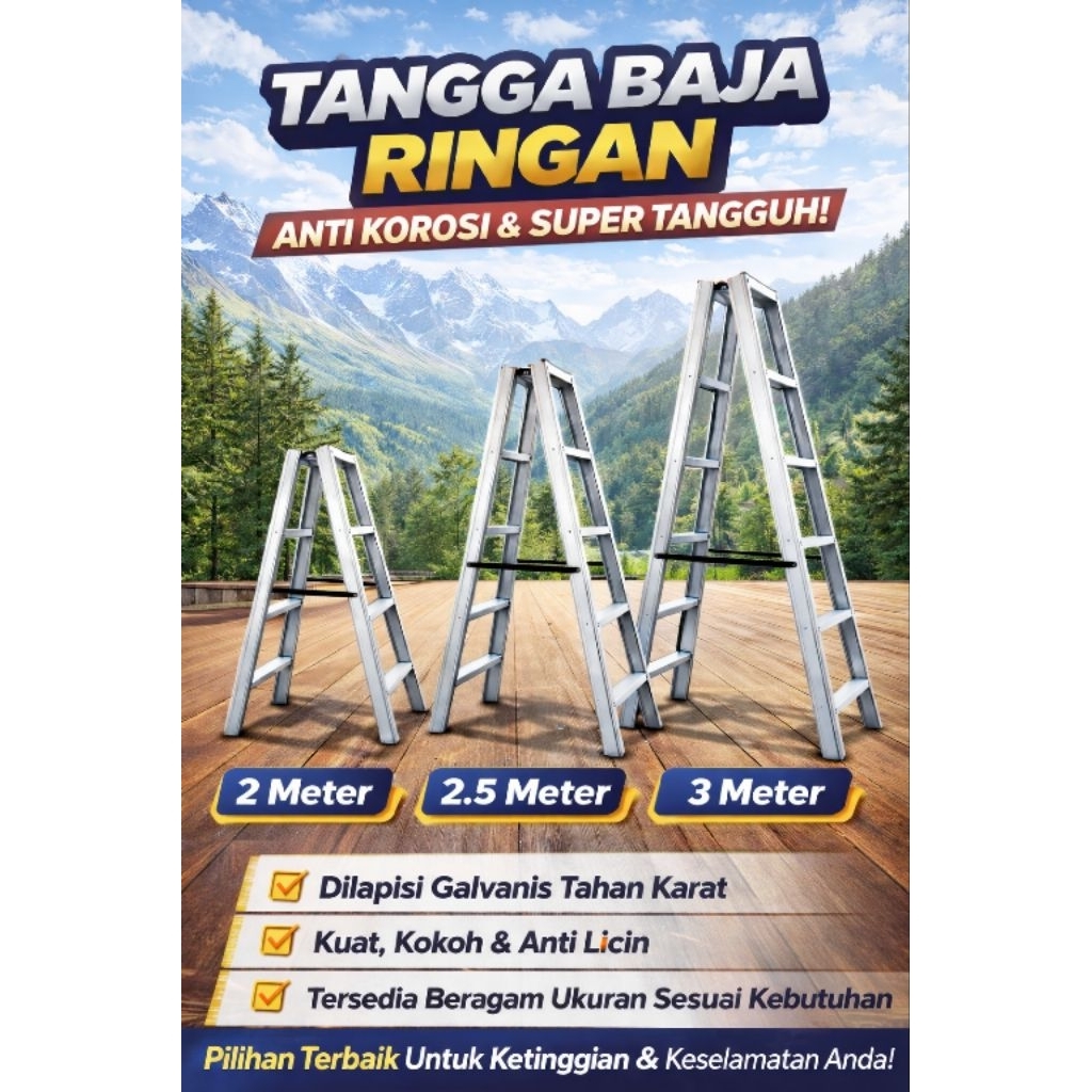Tangga lipat baja ringan premium