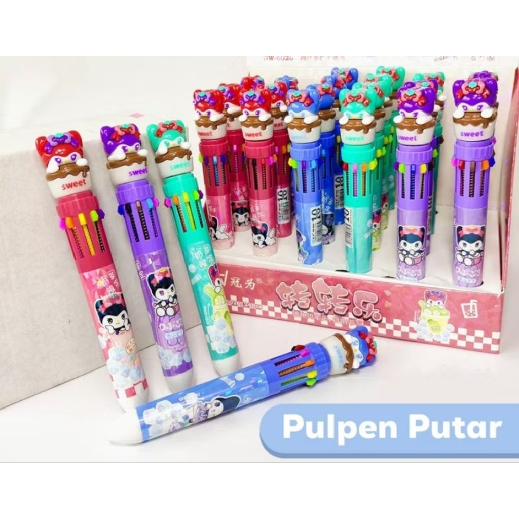 Pen gel warna warni / pulpen warna warni / pena 10 warna/ pen roromi/ pulpen karakter