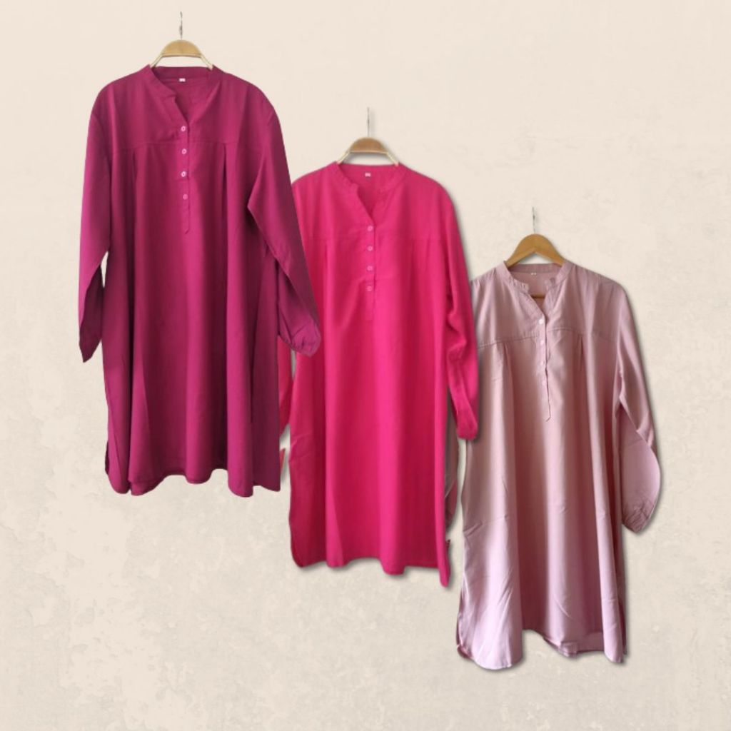 Tunik polos viscose jumbo atasan wanita murah Salem - Pink - fanta