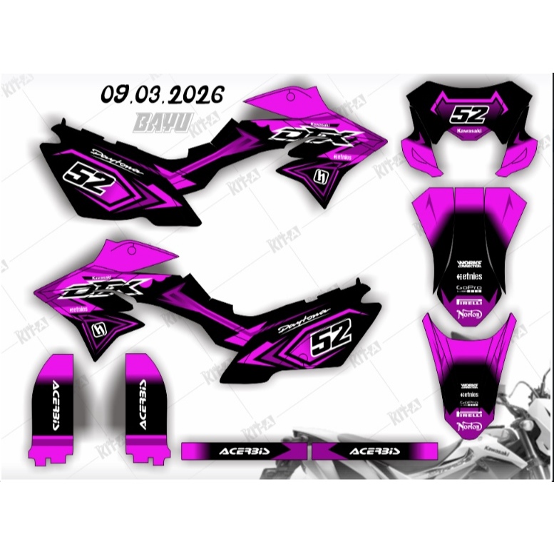 Decal Stiker Klx 150 Hijau Hitam Dekal Striping Sticker Dtracker Klx 150 -251