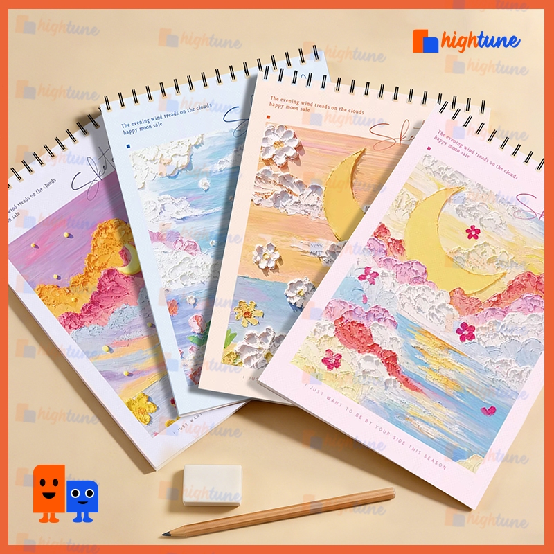 Hightune Sketchbook A4 Spiral 45 Lembar|Buku Gambar Aesthetic untuk Melukis & Sketsa- Kertas Tebal A