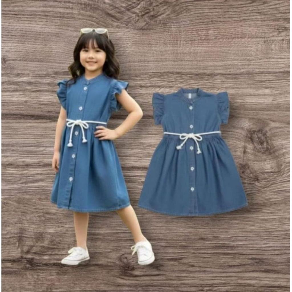 Dres Jeans Anak Perempuan Tali Sampul  Size: S,M,L // Atasan Dres anak kekinian