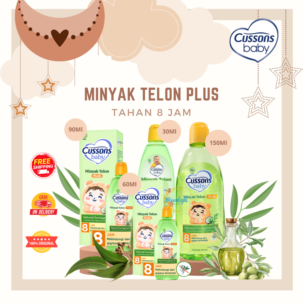 Cussons Baby Telon Oil Minyak Telon Oil Plus 8 Hours Protection Anti Nyamuk 60ml / 90ml / 150ml
