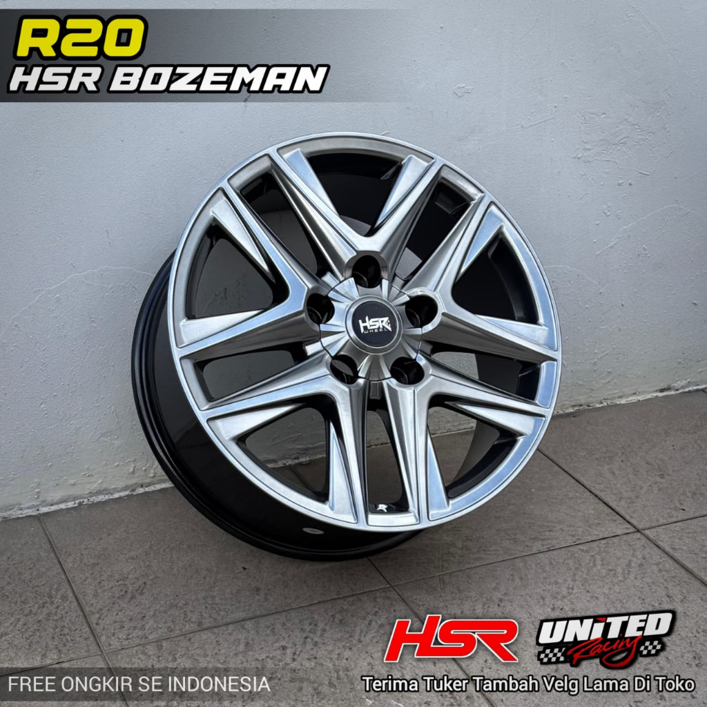 Velg Mobil Land Cruiser R20 Pcd 5X150 HSR BOZEMAN Lebar 8,5 ET45 Hyper Black Ring 20