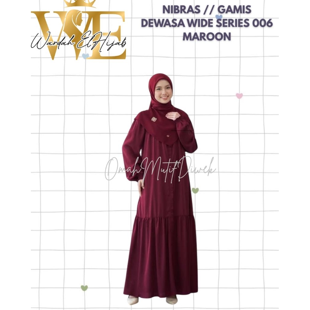 NIBRAS GAMIS DEWASA WIDE SERIES 006// WARNA MAROON