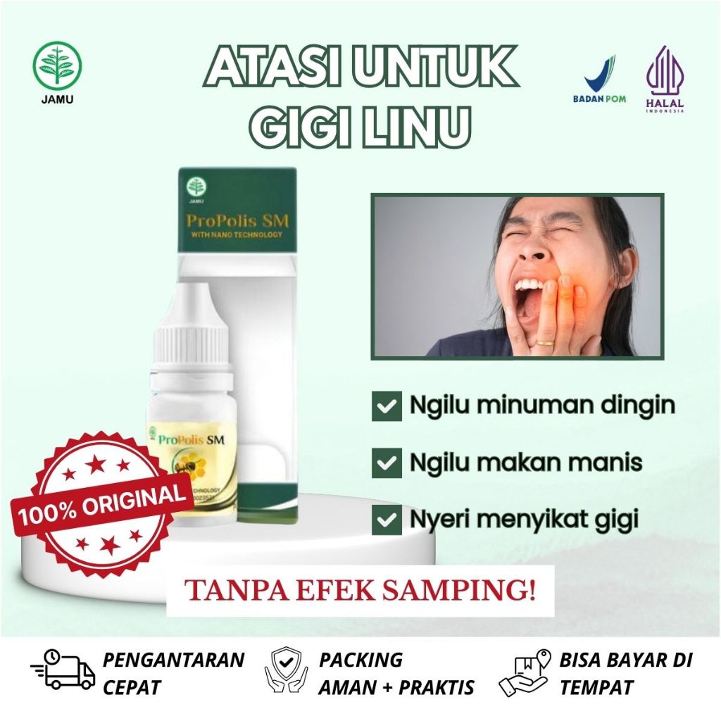 Propolis SM untuk Gigi Linu, Nyeri Gusi Bengkak Berdarah, Sakit Gigi berlubang, Polip Gigi, Polip Gu