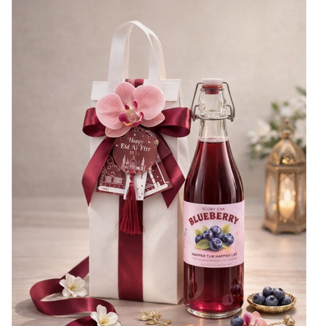 Hampers Sehat Lebaran Kombucha Blueberry Asli - Premium Menyehatkan pencernaan & kulit | Healthy Dri