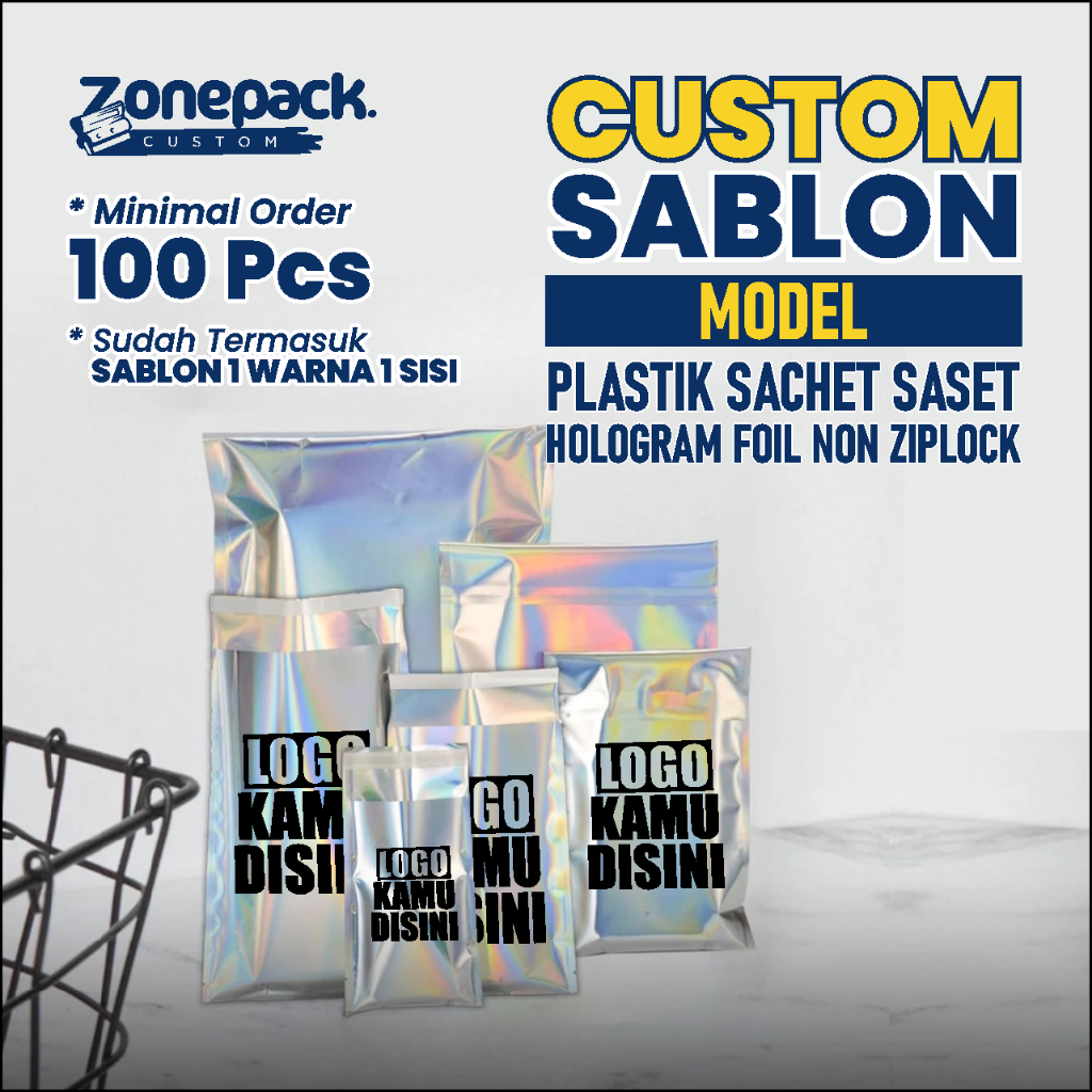 Sablon Plastik Sachet Saset Hologram Foil Non Ziplock | Kemasan Sambal Bubuk Kopi Snack Masker | Kem