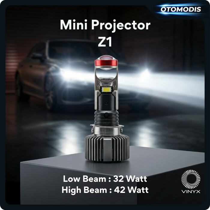 VINYX Mini Projector LED Z1 Headlight H6 H4 H7 Bohlam Lampu Utama Projie Motor Mobil