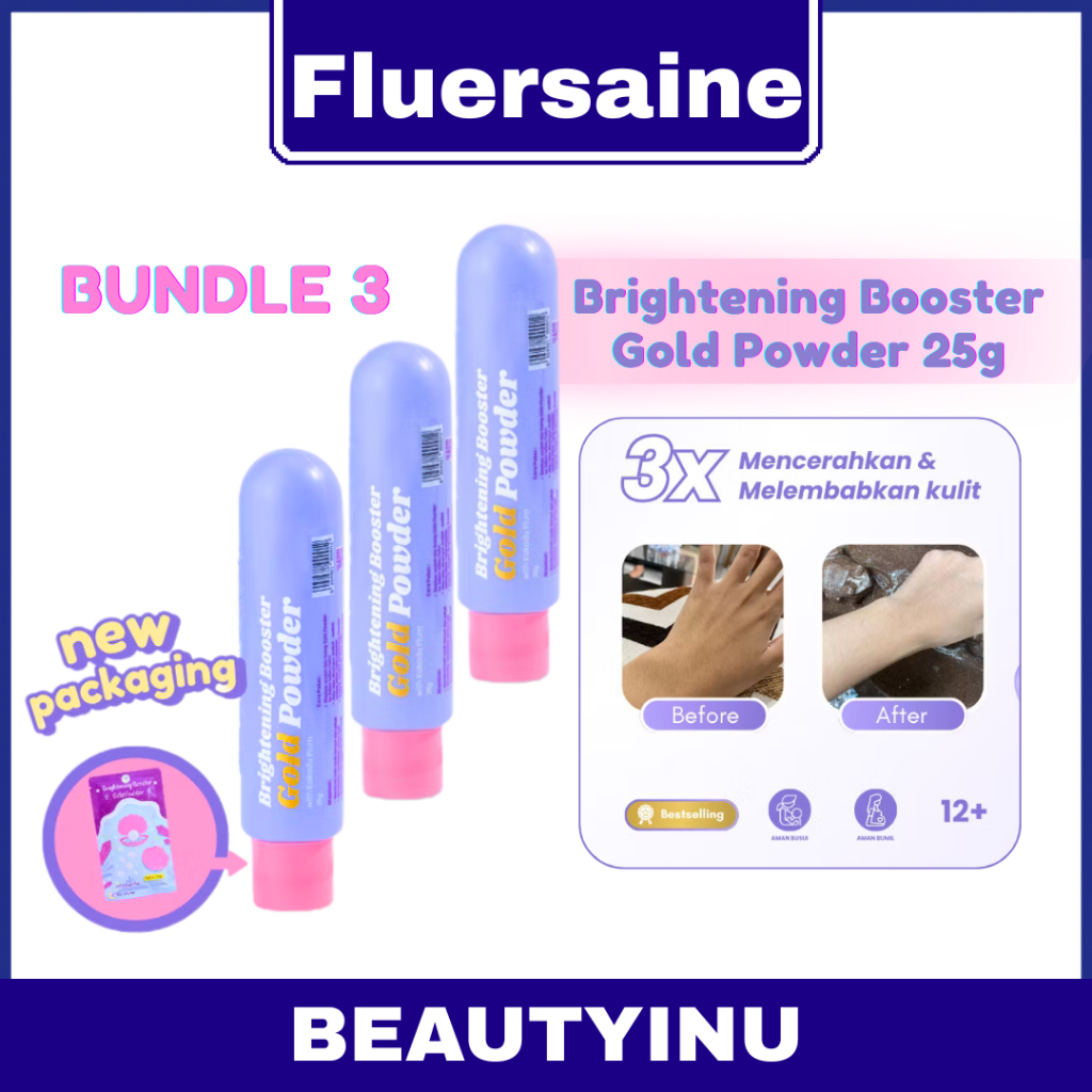[DAPAT 3 PCS] BEAUTYINU Brightening Booster Gold Powder Serbuk Pemutih Badan & Wajah 25 Gr Pencerah