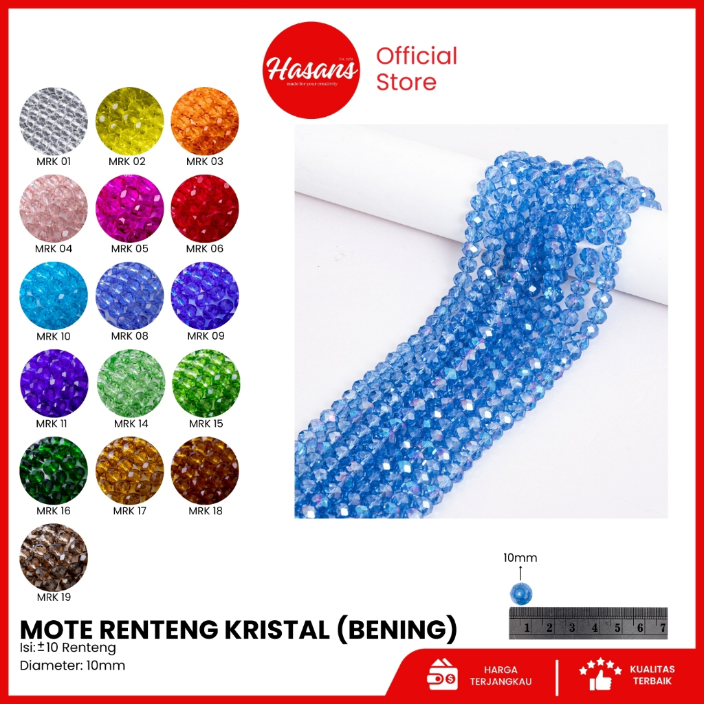 Hasans / (Part 2) Manik Kristal Ceko 10mm / Manik Bakpau / Manik Kristal Bakpau Ceko / Manik Gepeng 