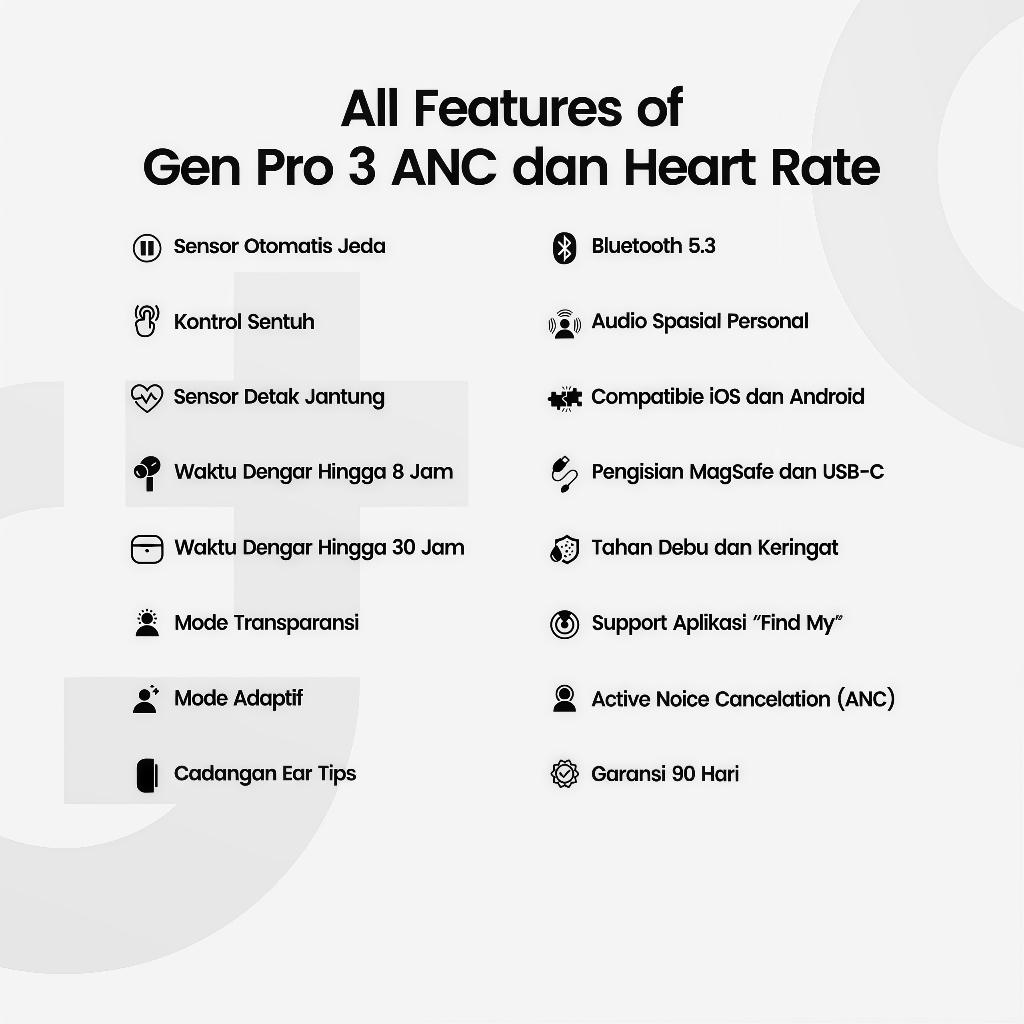 NEW DEALS [100% ORIGINAL GARANSI 12 BULAN] NEW PODS PRO 3 ANC WIRELESS BLUETOOTH EARPHONE GAMING