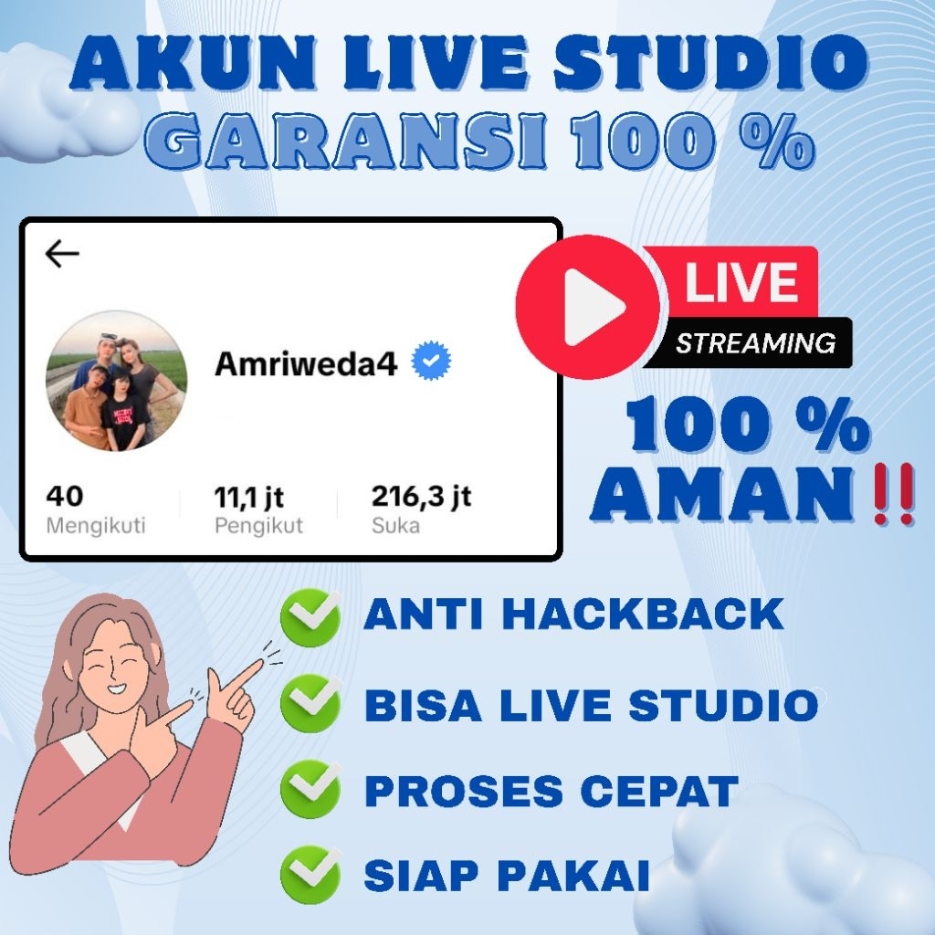 Akun TikTok FYP Bisa Live Streaming Studio | Live Studio ON Siap Pakai, Followers Real Aktif Indones