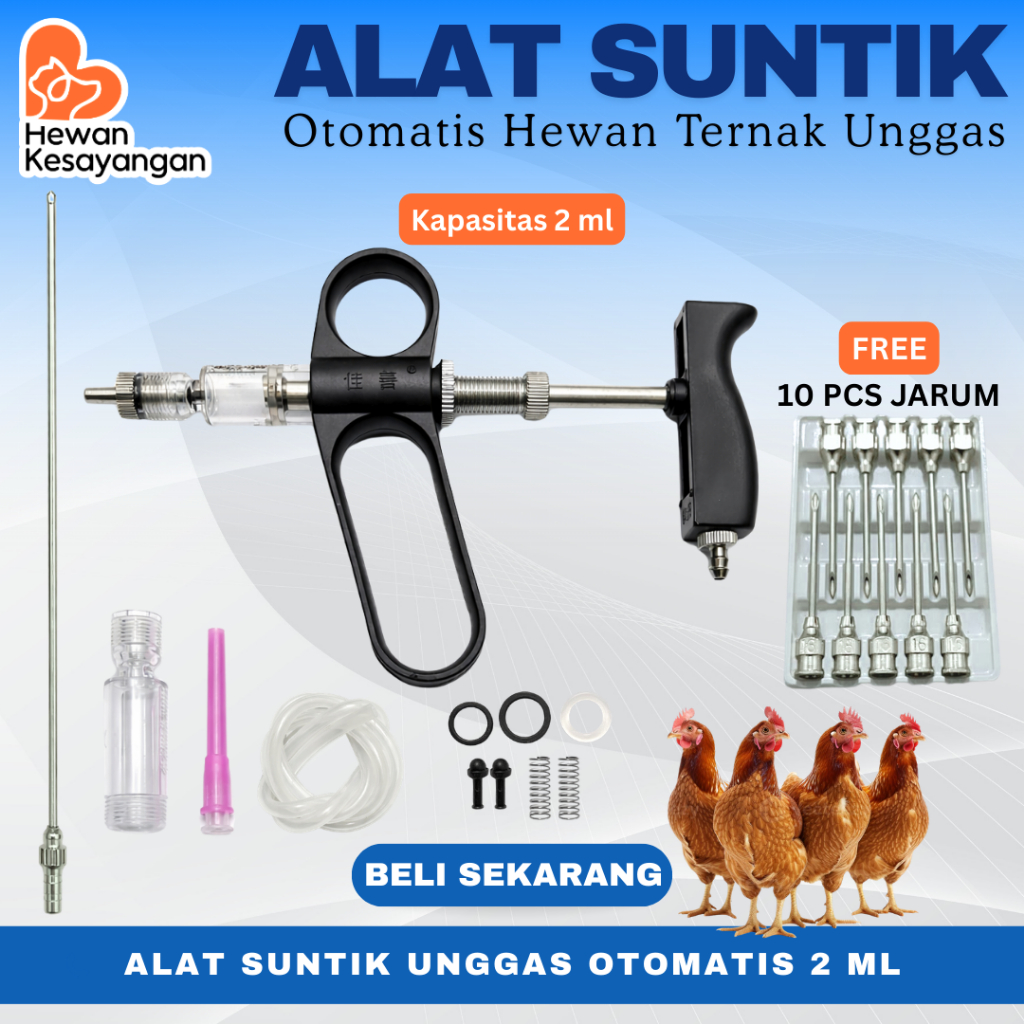 Alat Suntik Otomatis Vaksin Ayam Mirip Socorex Medion Bonus Jarum Suntik 10pcs