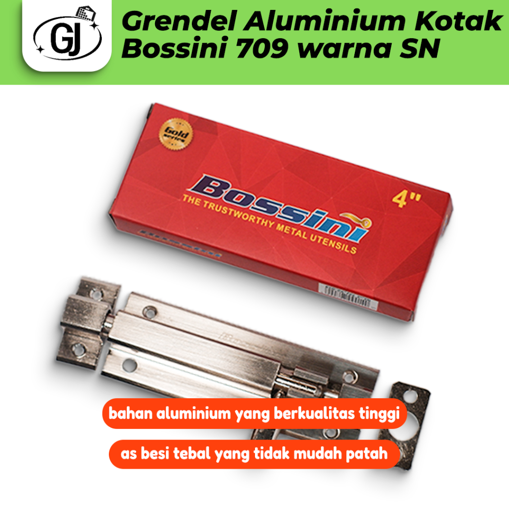 Bossini Grendel Aluminium Kotak 709 SN Slot Pintu Jendela