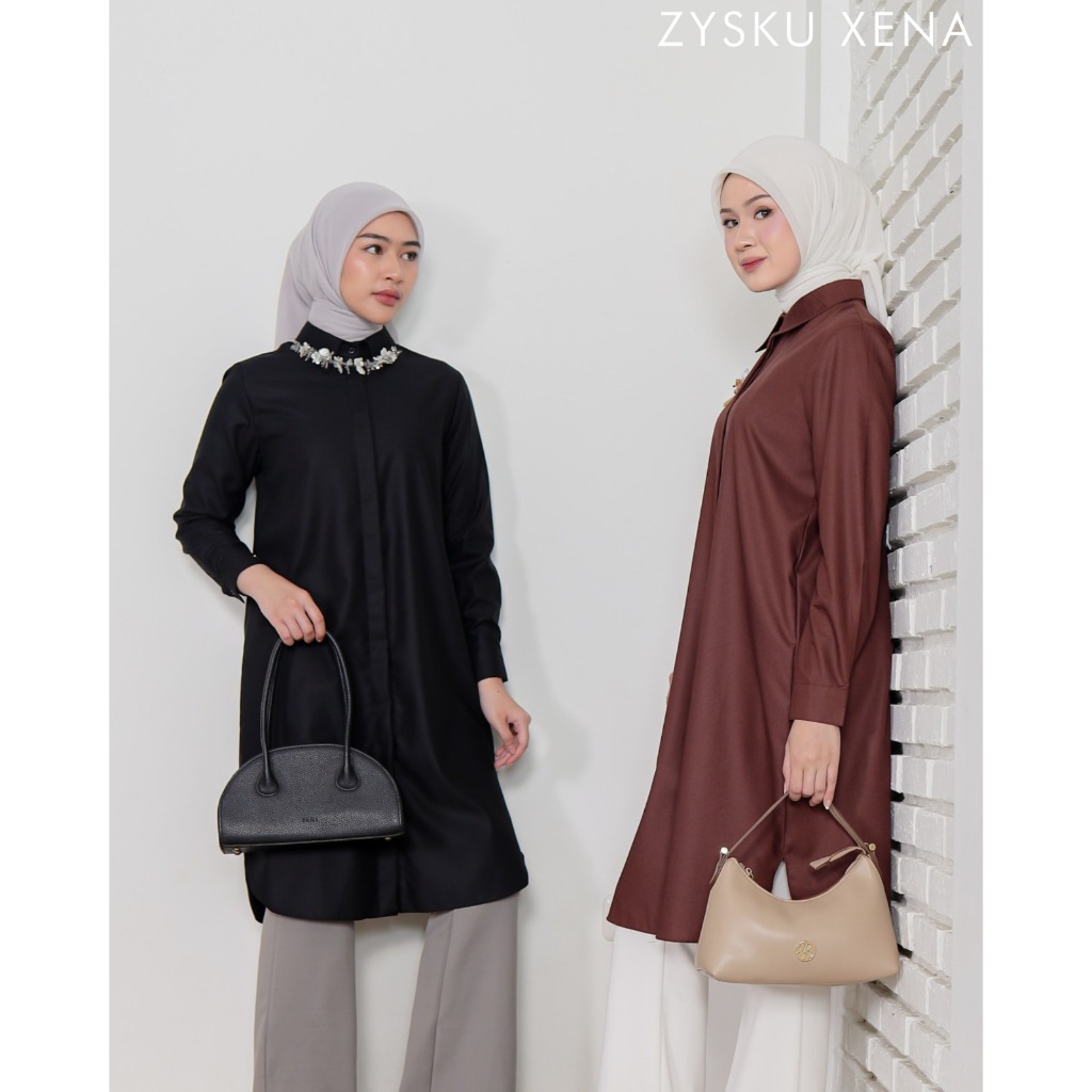 Zysku Xena | Basic Long Shirt - 9 Warna | Kemeja Kerja Polos Kantor Wanita Lengan Panjang