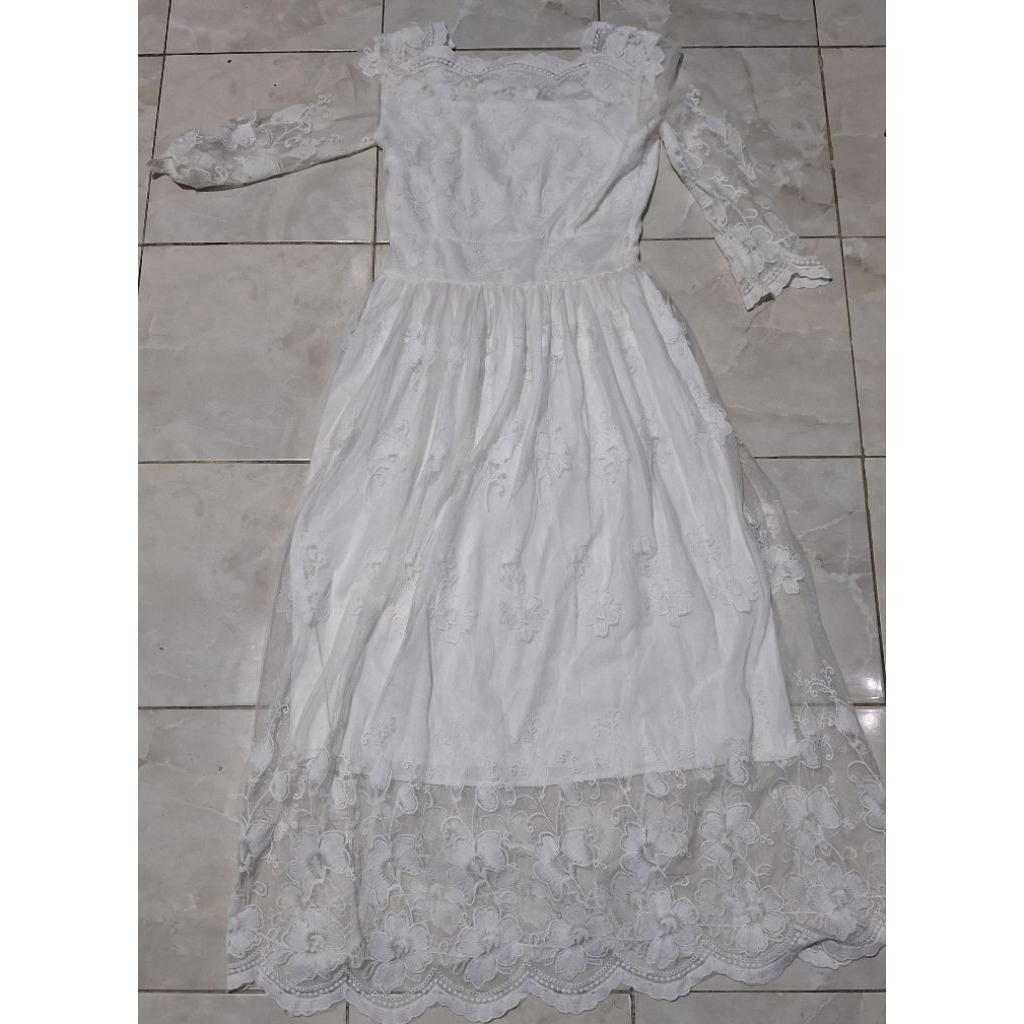 dress putih prewed/pesta preloved