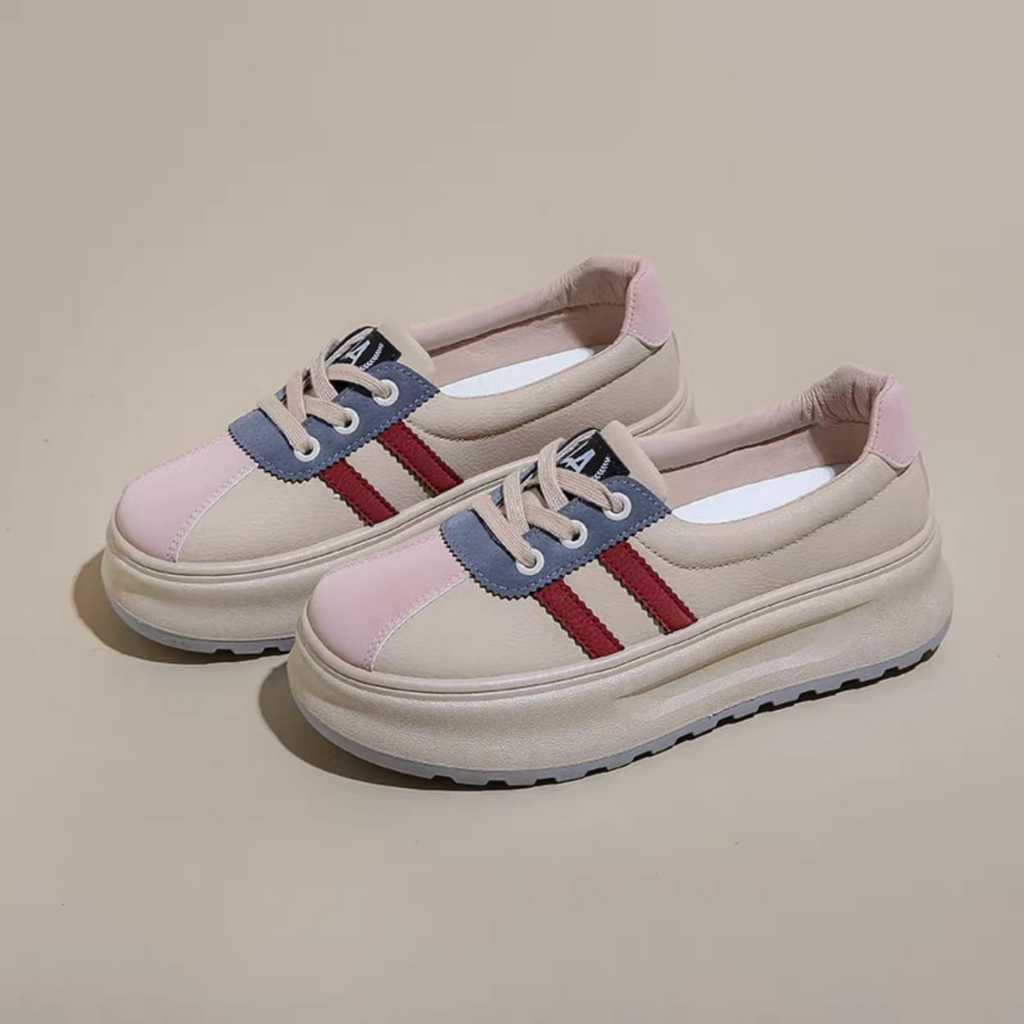 Sepatu Sneakers Kets Wanita Terbaru Nyaman Slip On Shoes Cewek Casual - Silver, 36