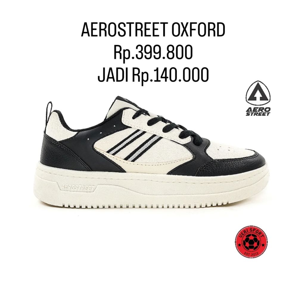 SEPATU CASSUAL AEROSTREET OXFORD HITAM PUTIH