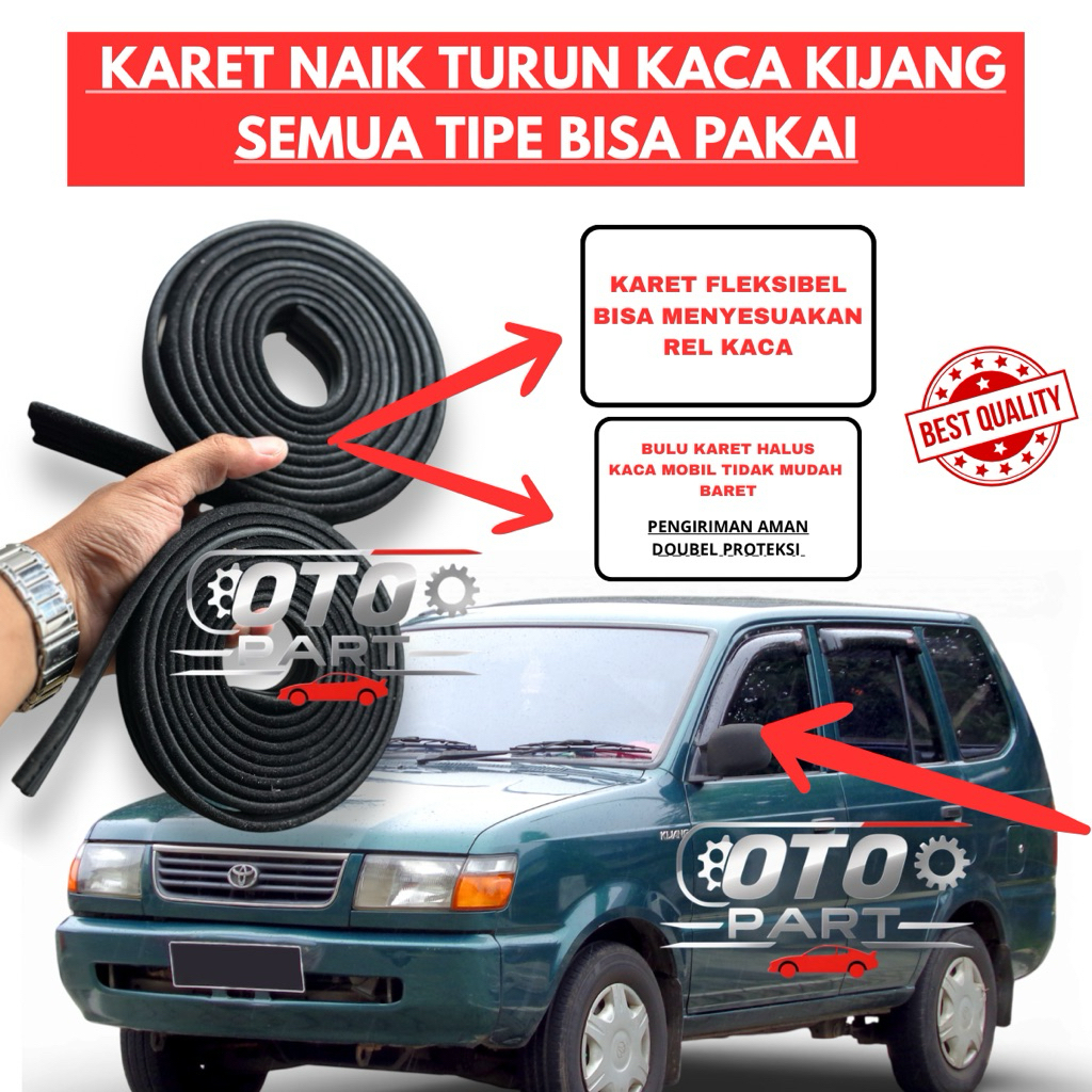 KARET BLUDRU NAIK TURUN KACA PINTU KIJANG / KARET KACA PINTU KIJANG