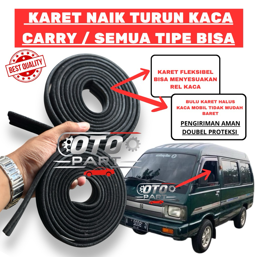 Karet Bludru Naik Turun Kaca Mobil Suzuki Carry / Karet Bludru Kaca Pintu Carry / Karet Rel Kaca Suz