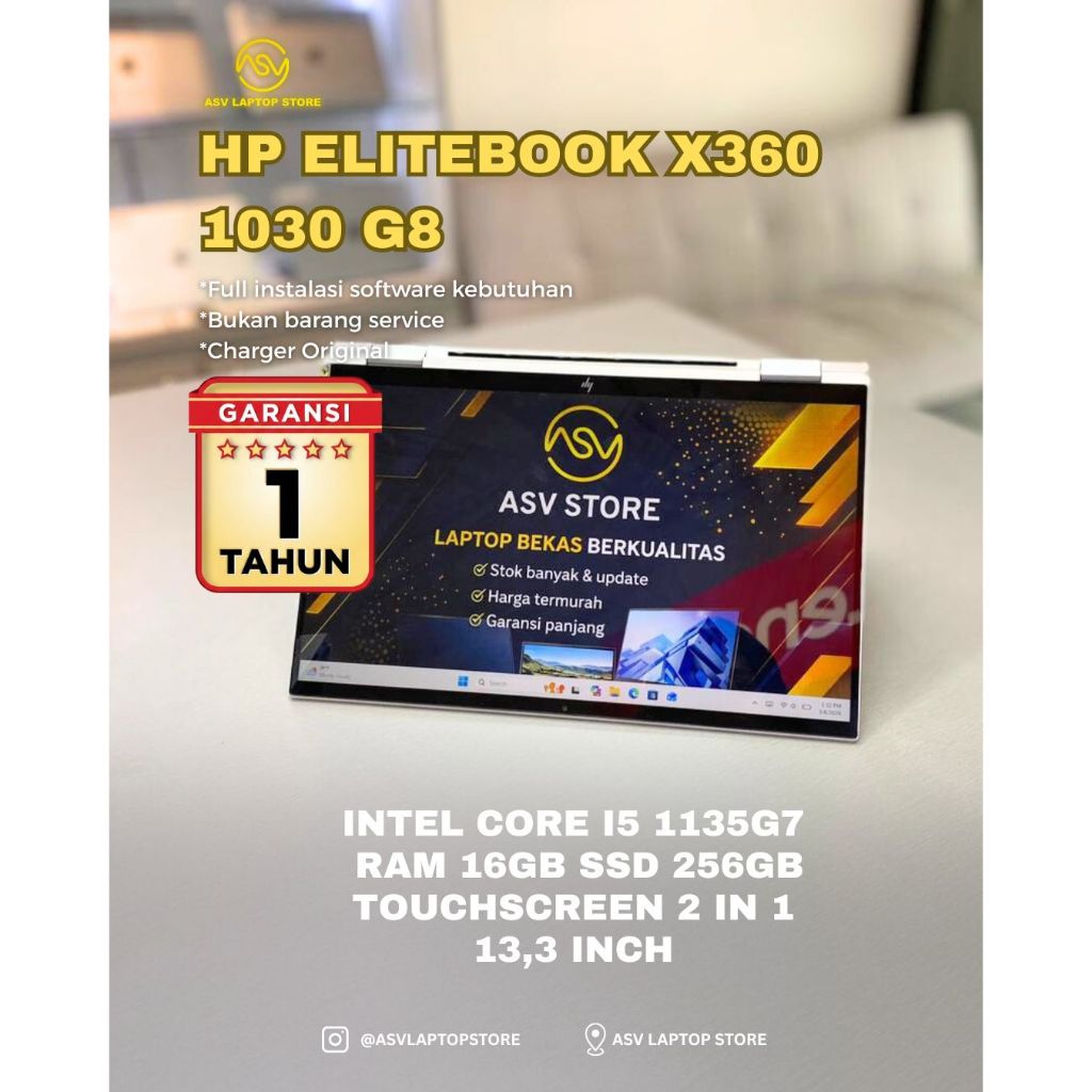 HP ELITEBOOK X360 1030 G8 CORE I5 1135G7 RAM 16GB SSD 256GB TOUCHSCREEN LAPTOP 2 IN 1 TABLET CONVERT