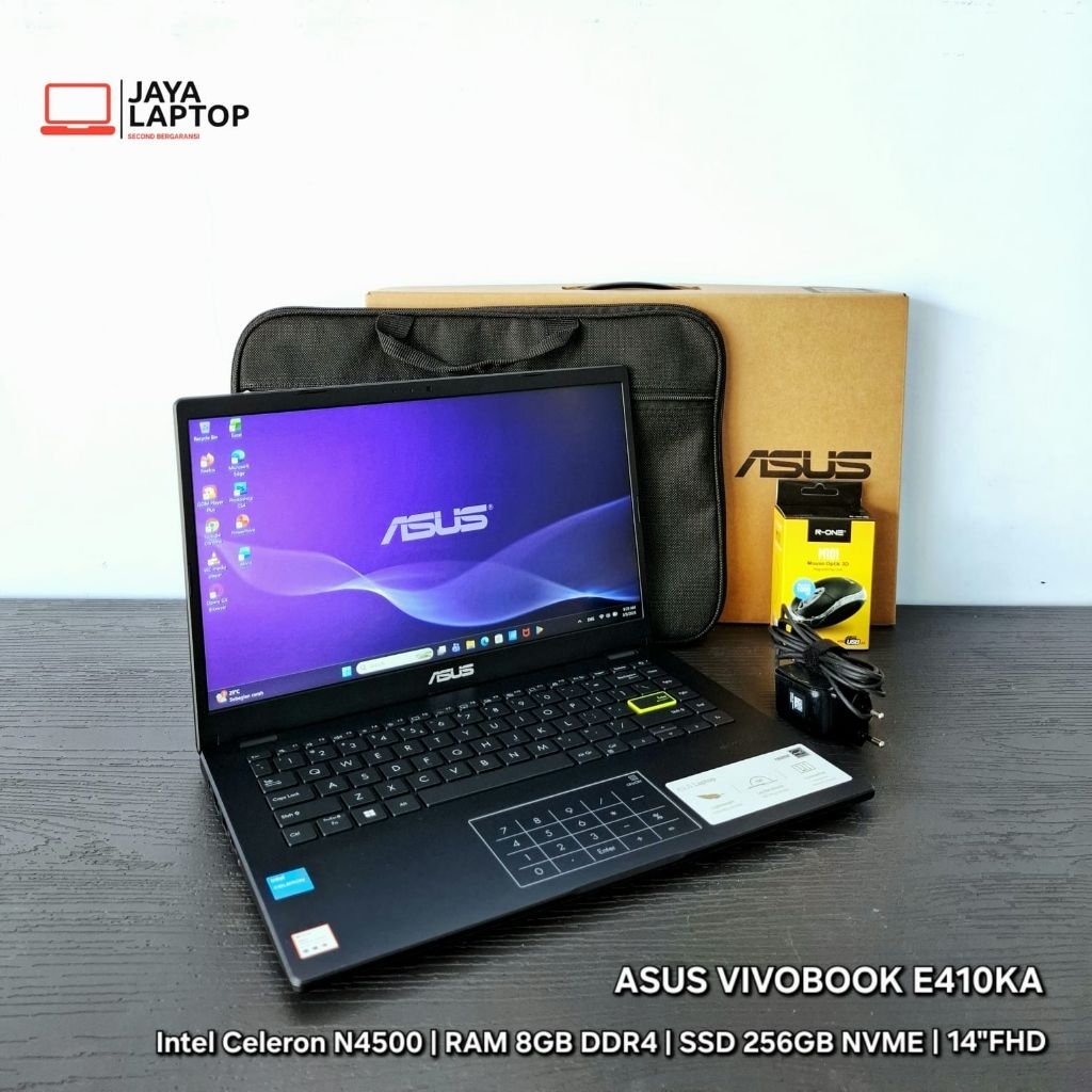 Asus Vivobook E410KA Intel N4500 RAM 8GB SSD 256GB 14 inch FHD Laptop Second Bekas Murah