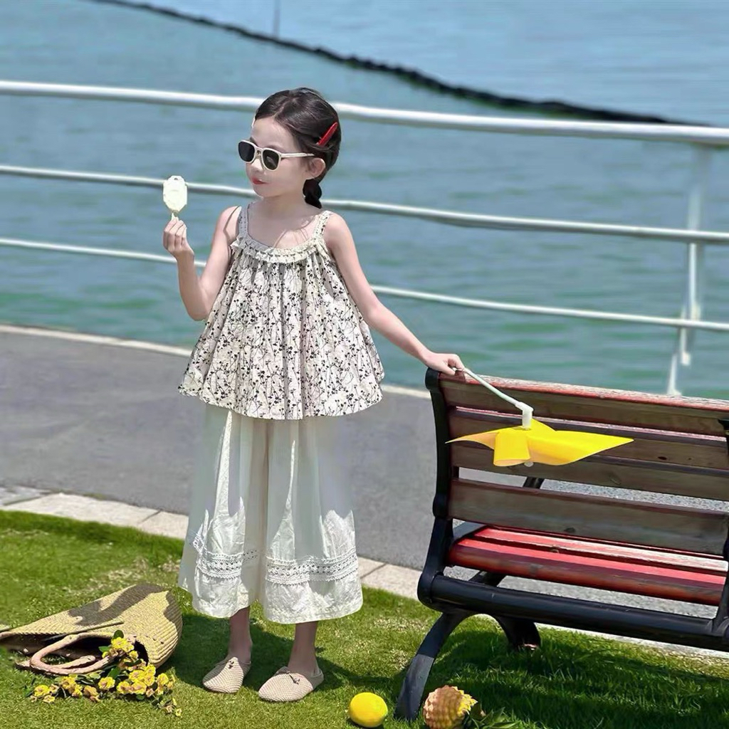 set kutung atasan bahan katun dengan celana kulot