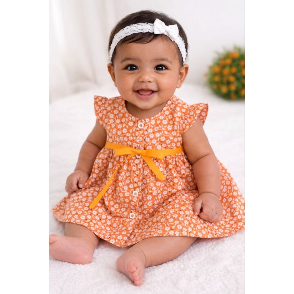 Dress Bayi katun jepang  / Baju Bayi Perempuan 0-12 bulan