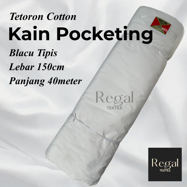 Kain Pocketing TC Tetoron Cotton Blacu Tipis - 1Roll Lebar 150cm Panjang 40meter