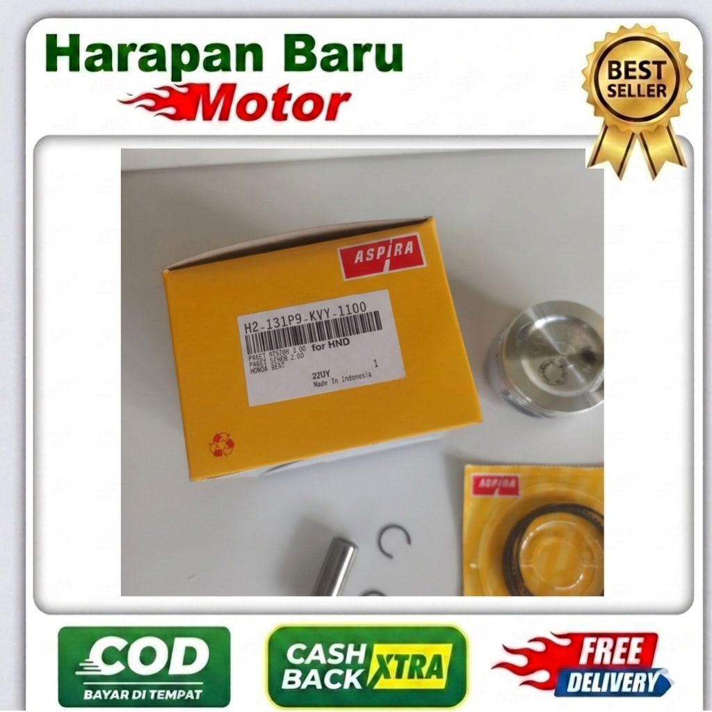 PISTON KIT BEAT 200 ASPIRA - HARAPAN BARU MOTOR