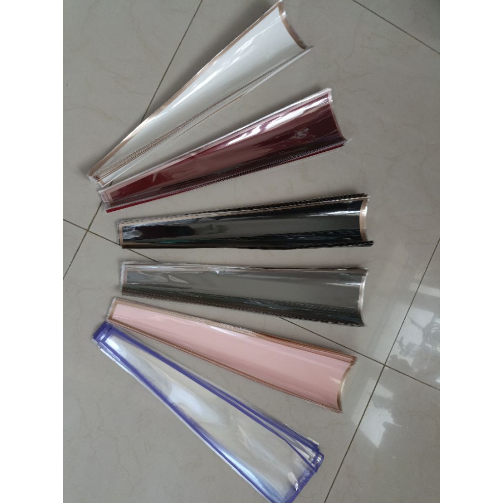 GOLD LINE SINGLE FLOWER BAG bouquet Single Flower Bag / Lembar Single Stalk Rose Printed Style Plast