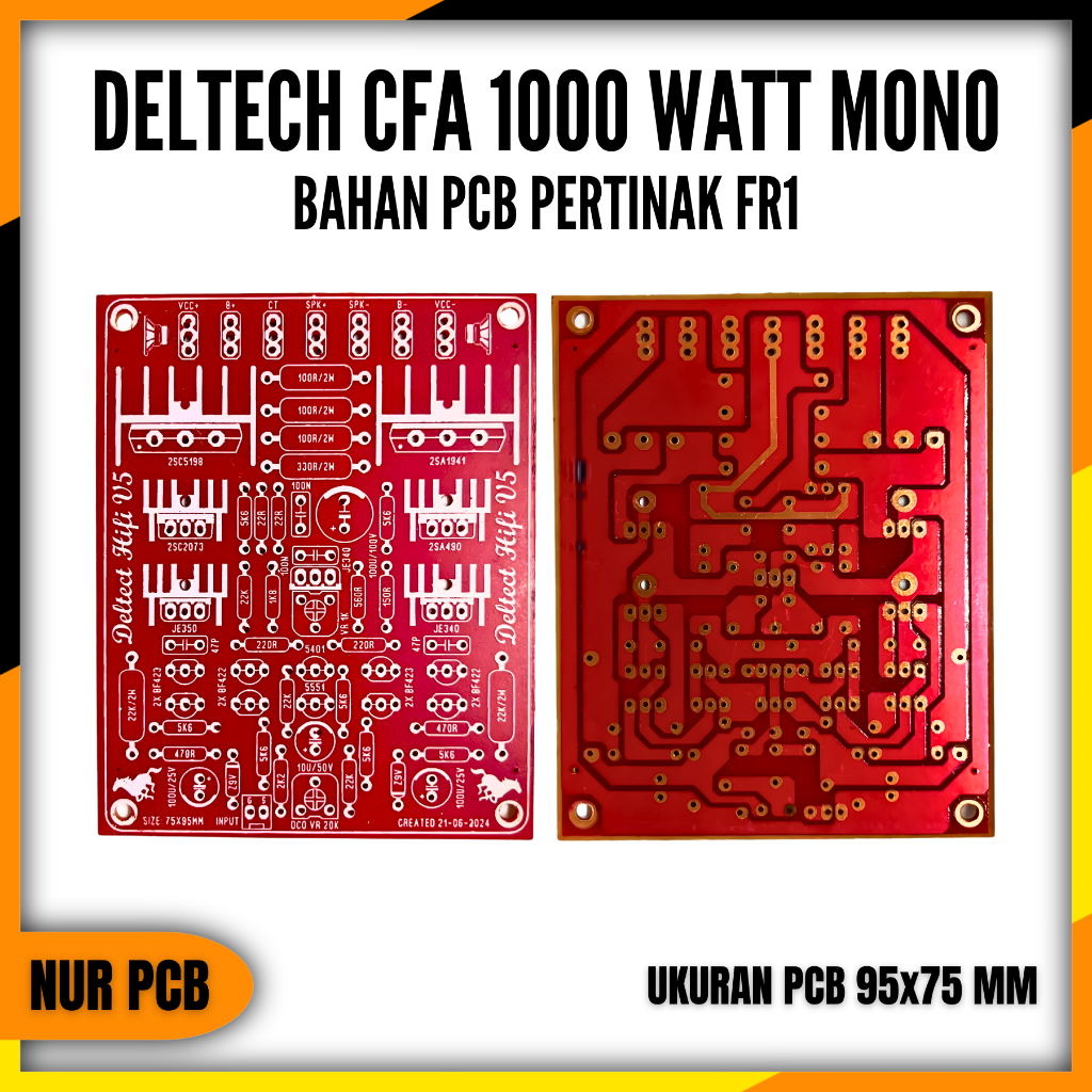 PCB Driver Power Amplifier Deltech 1000W Mono 4-8 Ohm PCB Amplifier Audio DIY PA-055