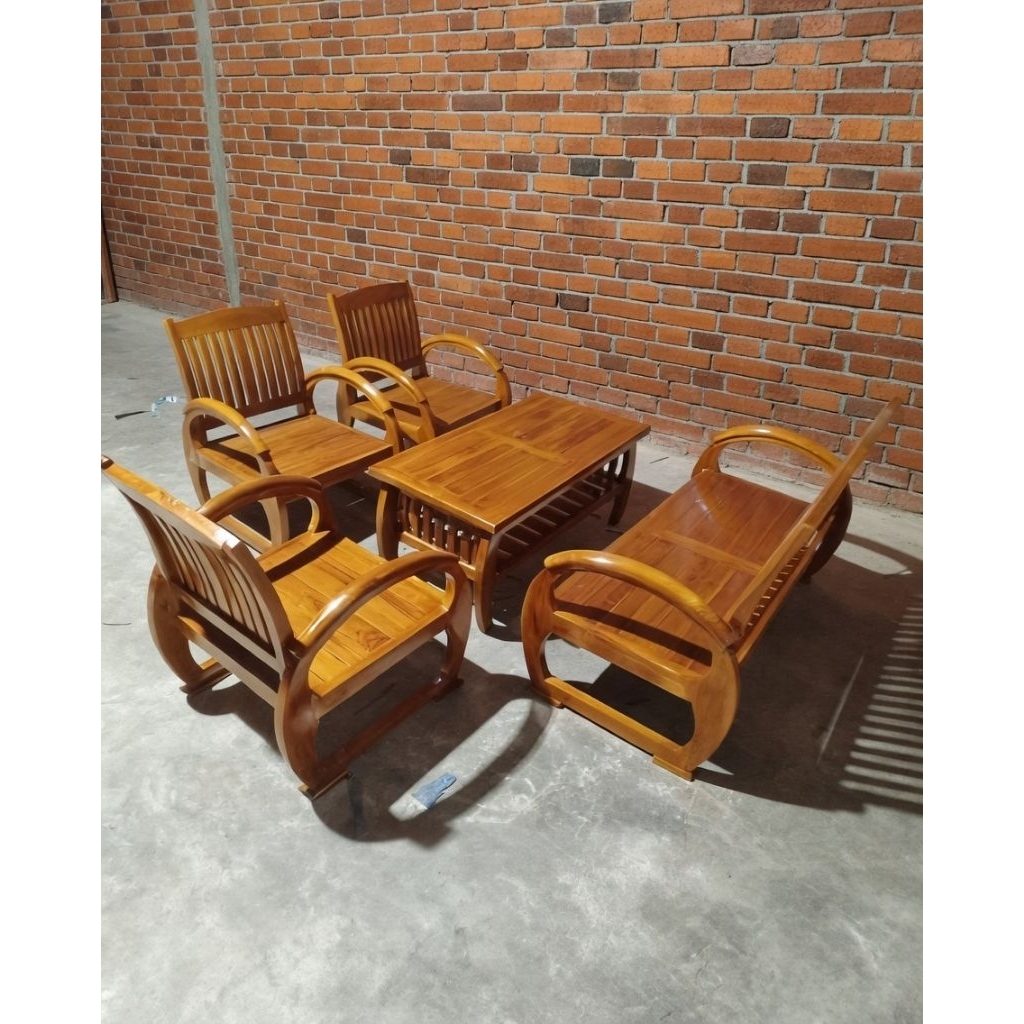 Set Kursi Tamu Kayu Jati Klasik Kursi Tamu Kayu Jati Model Sedan Natural