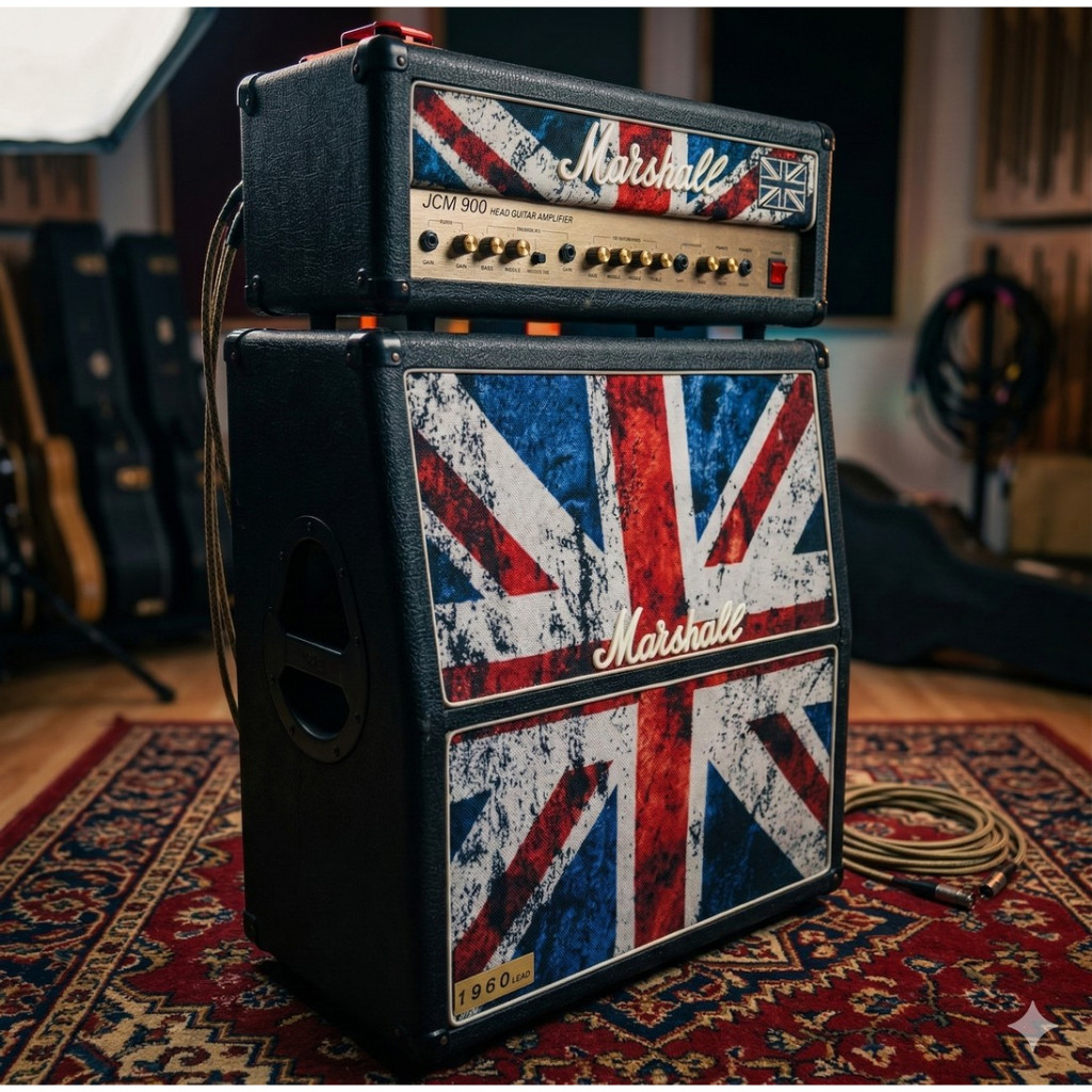 Ampli Gitar & Bass 4x12 Inch bluetooth bisa untuk karaoke 3 Input Marshall Head Cabinet Bonus Kabel 