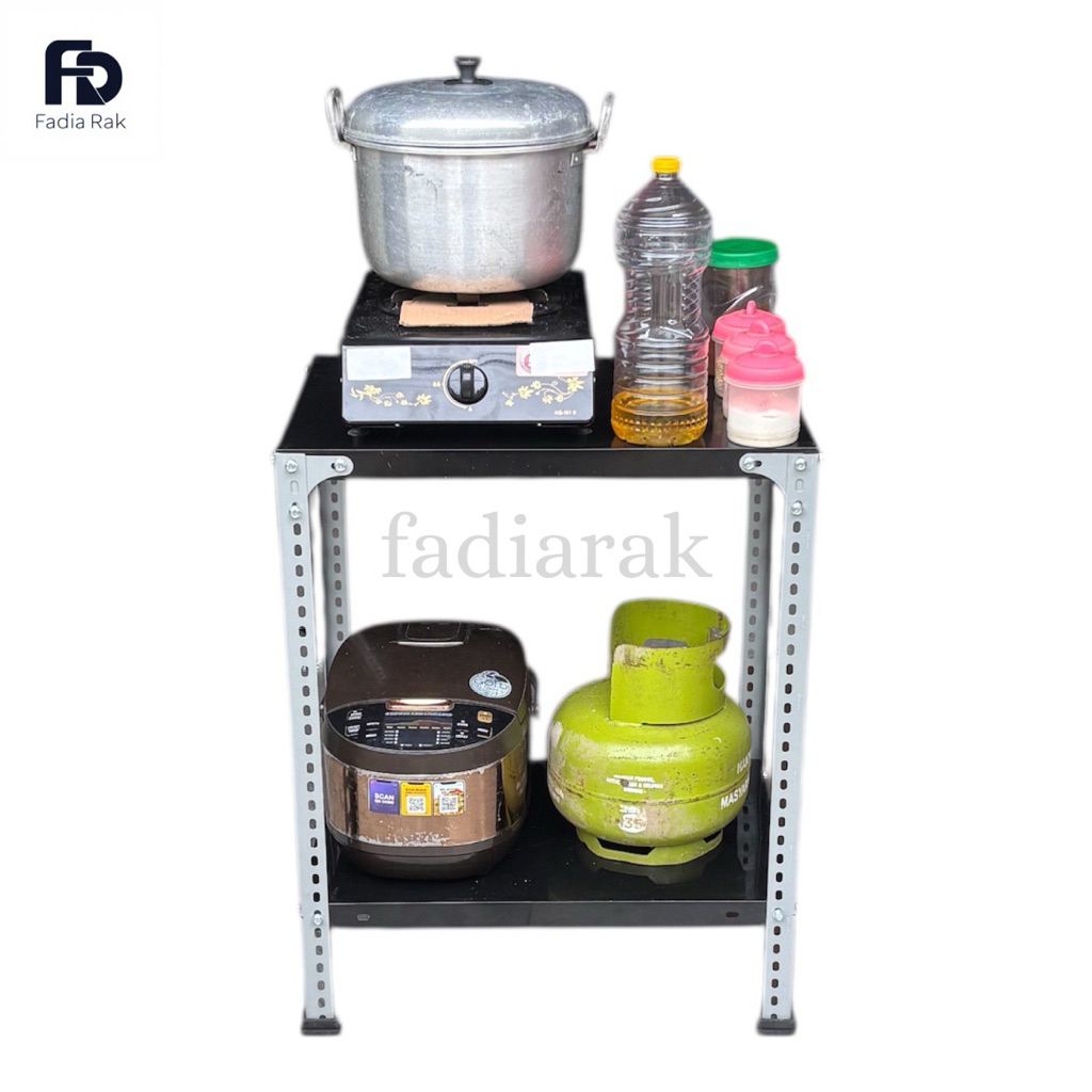 Rak Meja Kompor 1 Tungku Ambalan Besi Dapur Kayu Serbaguna Cocok Untuk Dispenser Plastik Air Galon R