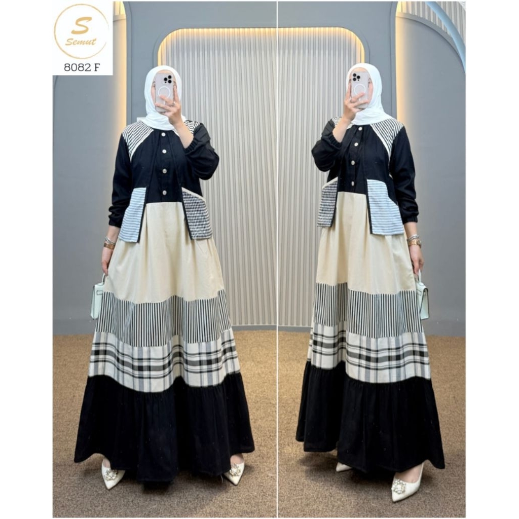 Indah Fashion-Gamis Katun Semut By Syaina Premium Dress Kekinian Motif Remaja Dewasa Cantik Dan Mewa