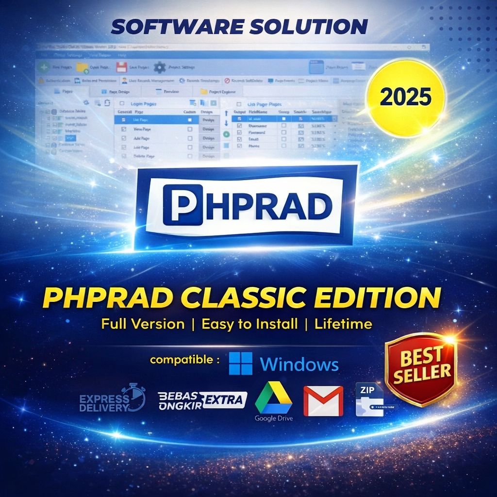 PHPRAD Classic Edition Full Version 2025 | Software Builder PHP MySQL | Lifetime License | Auto CRUD