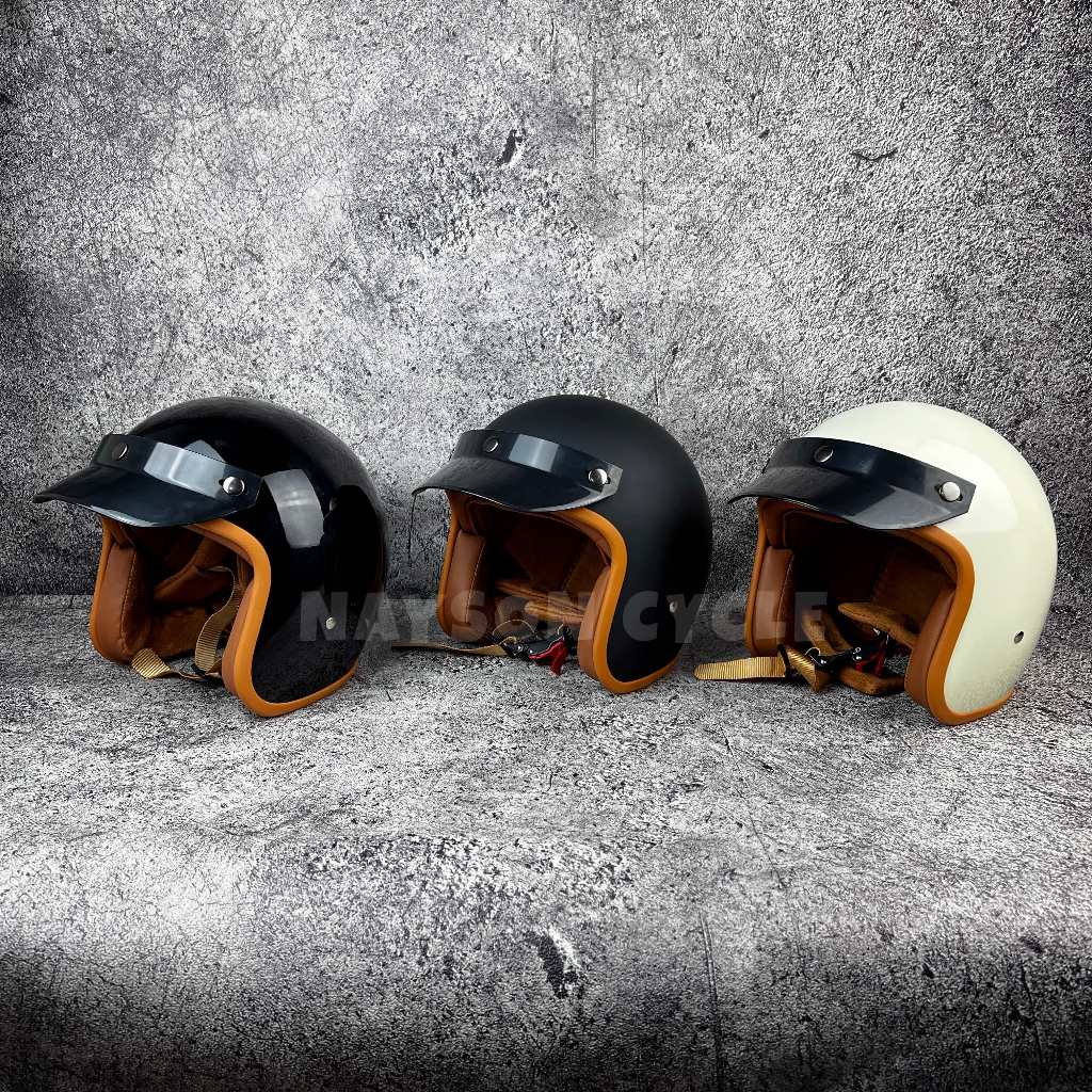 Helm Vintage Klasik Street Retro 3/4 Moge Motor Custom Gede Harley Davidson Honda Rebel Kawasaki Vul