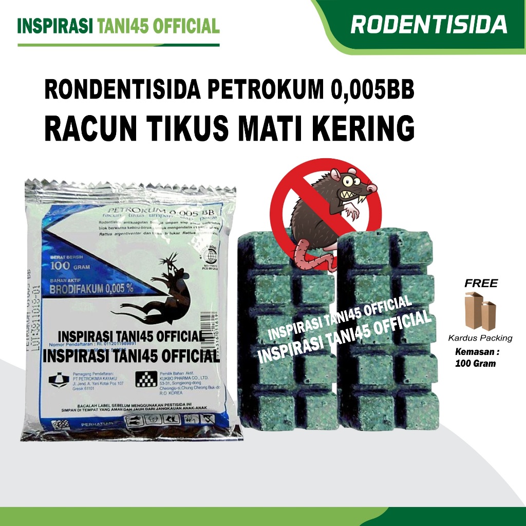 Racun Tikus Petrokum / Rodentisida Pembasmi Tikus Kemasan 100gr / Petrokum Racun Tikus