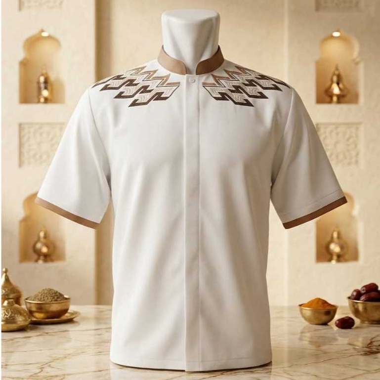 AZZAHRAN Baju Taqwa Koko Busana Muslim Pria Putih Lengan Panjang- Bahan Dingin, Halus, Premium, Term