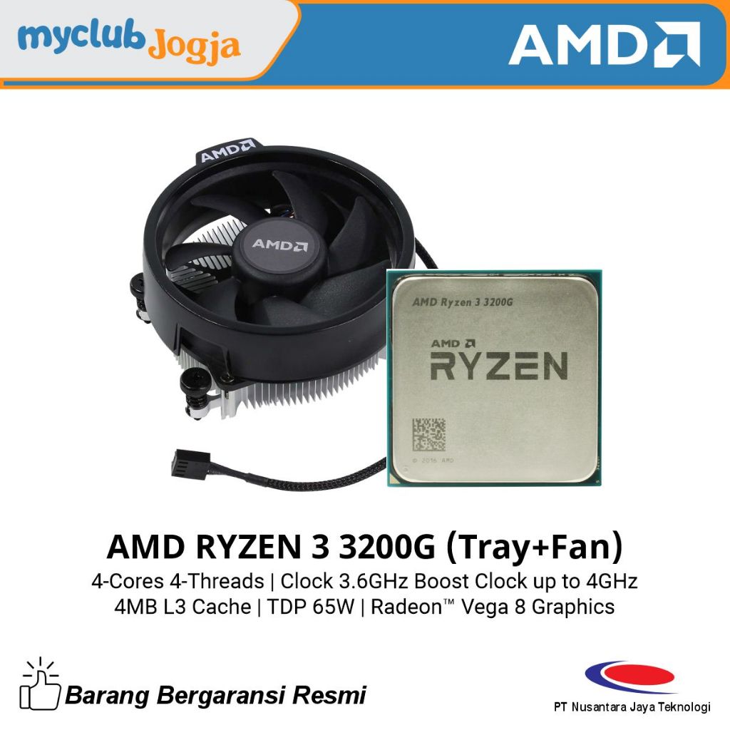 Processor AMD Ryzen 3 3200G Tray+Fan AM4 dengan VGA Radeon Vega 8