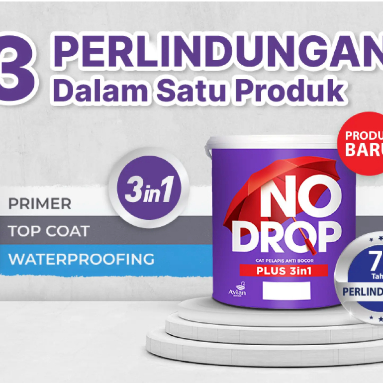 CAT TEMBOK NO DROP 3 IN 1 AVIAN 4KG WARNA PUTIH 009 READY MIX