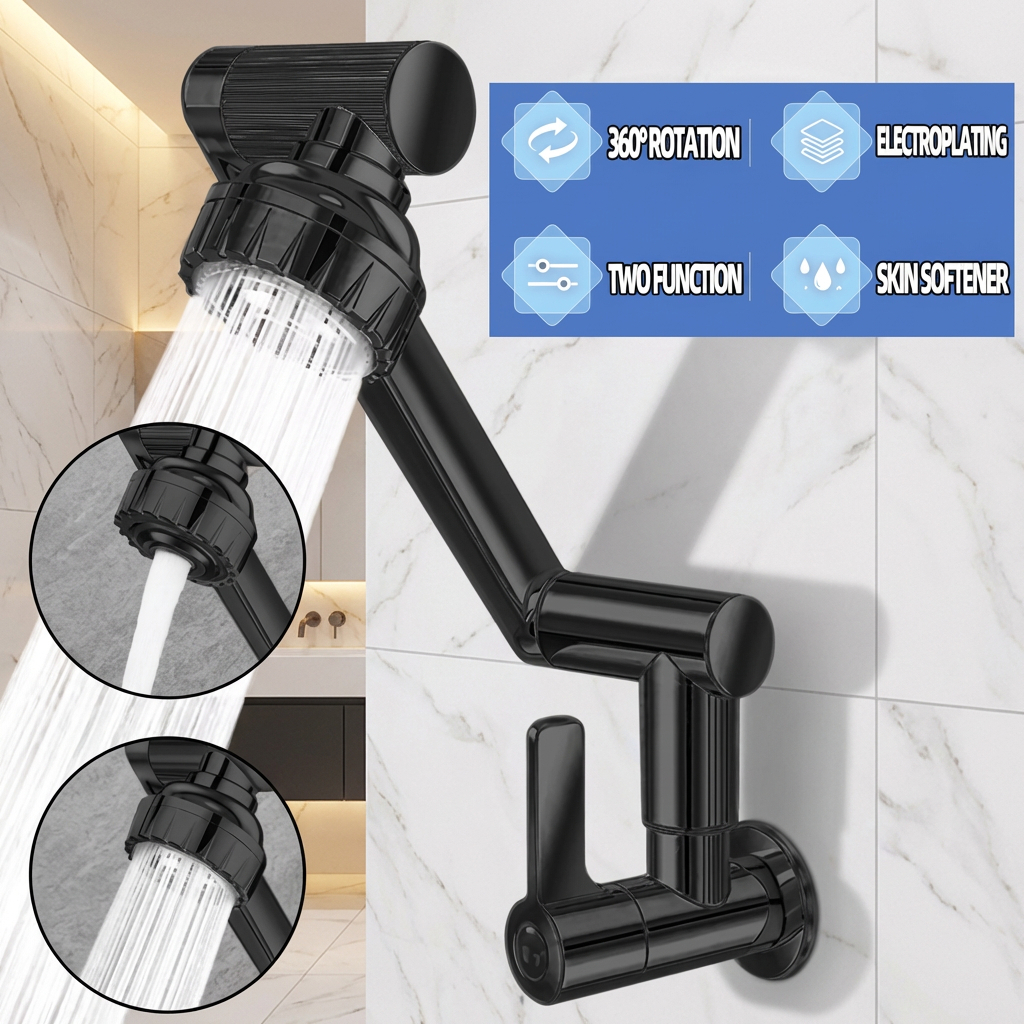 Keran Leher Angsa Putar 1080° untuk Dinding Dapur, Keran Mesin Pencuci Piring Putar 360°