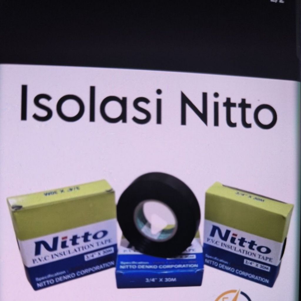 ISOLASI NITTO HITAM REKAT LISTRIK KABEL SOLASI ISOLATOR BLACK