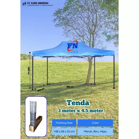 PAYUNG TENDA JUALAN 3m x 4,5m BIRU Tenda Lipat 3x4,5 stisTenda Bazar Pameran Tenda gazebo Tenda Daga
