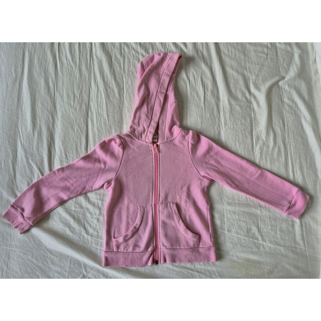 Jaket Hoodie/Sweater Zipper Preloved/Bekas Anak Perempuan Pink Polos Full