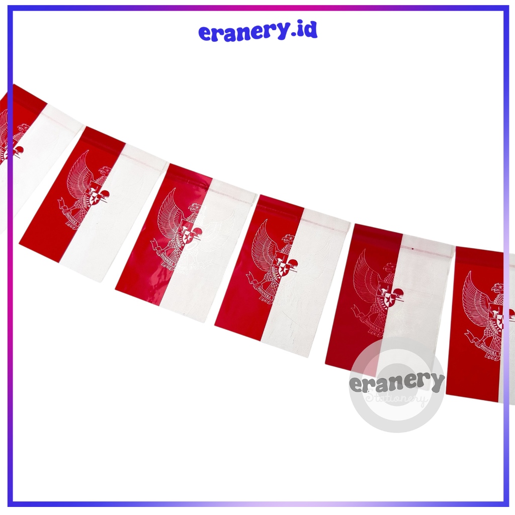 BENDERA PLASTIK MERAH PUTIH RENTENG / BENDERA TALI MERAH PUTIH